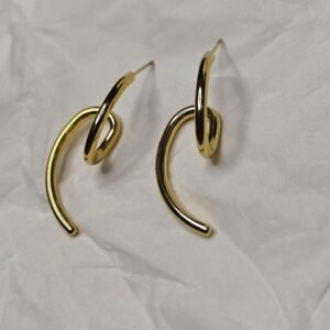  Orbit Curve Earrings – Sculptural Gold Plated Loops