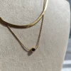 SNAKE DOUBLE LAYER STUD BLACK NECKLACE