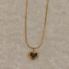 BLACK TINY HEART  NECKLACE