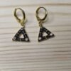 Noir Prism Drop Earrings – Black Enamel Triangle Hoops
