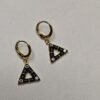 Noir Prism Drop Earrings – Black Enamel Triangle Hoops