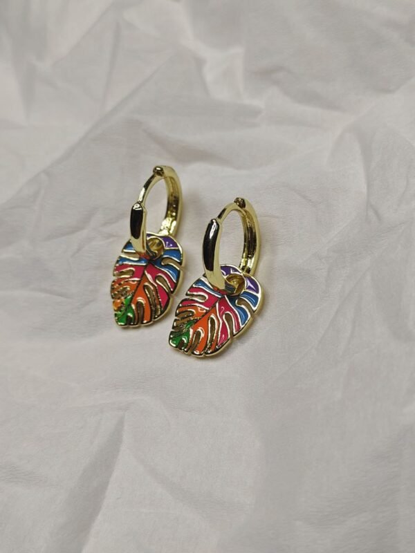 Tropica Leaf Drops – Multicolor Enamel Earrings