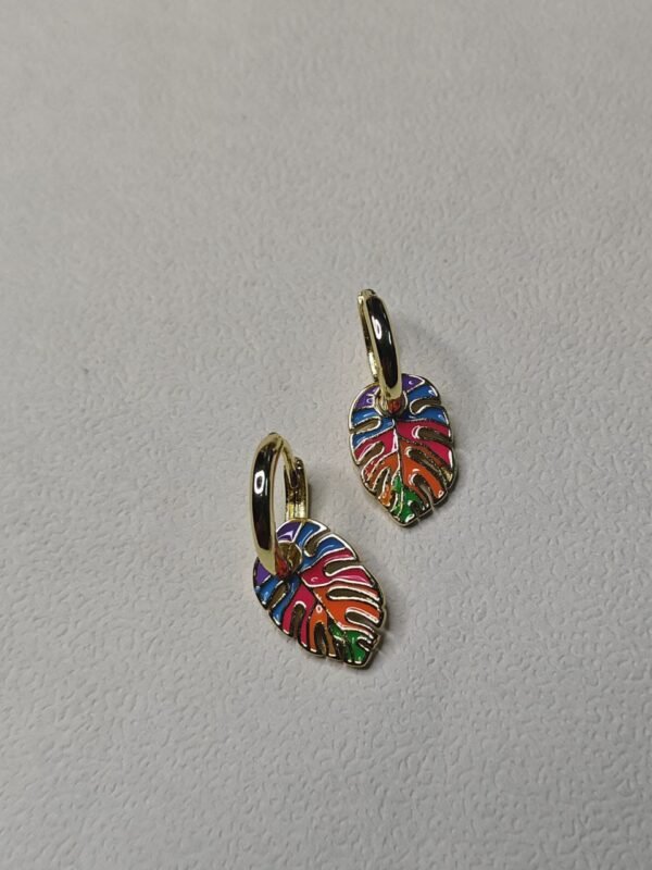 Tropica Leaf Drops – Multicolor Enamel Earrings