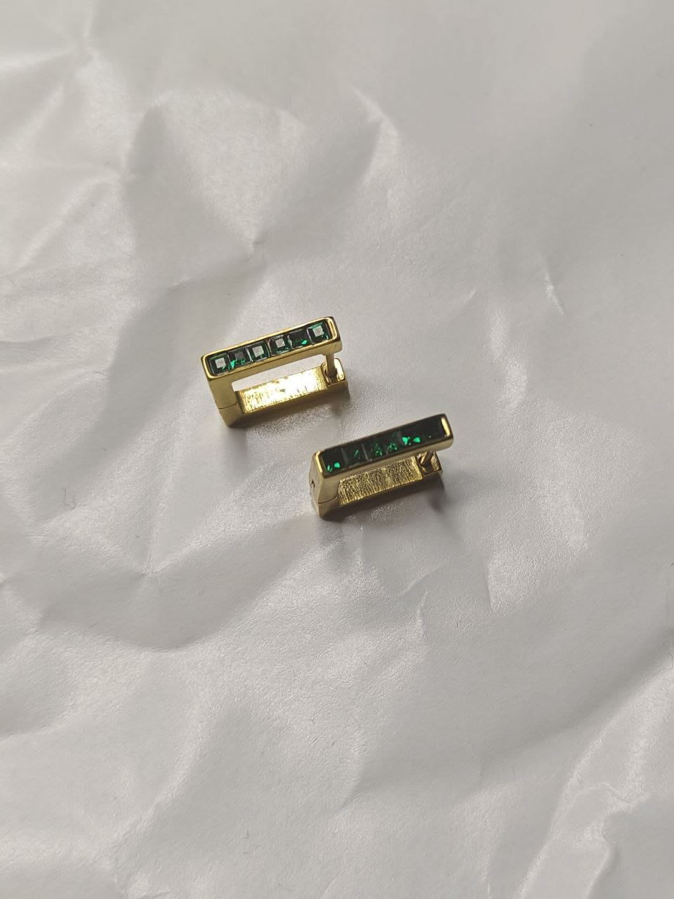 Ziva Emerald Green Bar Stud Earrings