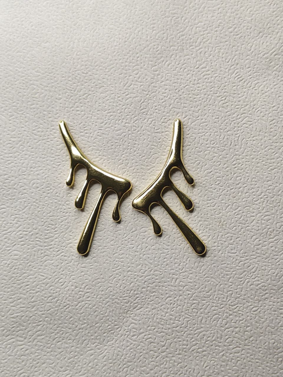 Zara Gold Abstract Drip Statement Earrings