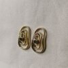 Zara Gold Abstract Layered Green Stone Earrings