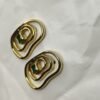 Zara Gold Abstract Layered Green Stone Earrings