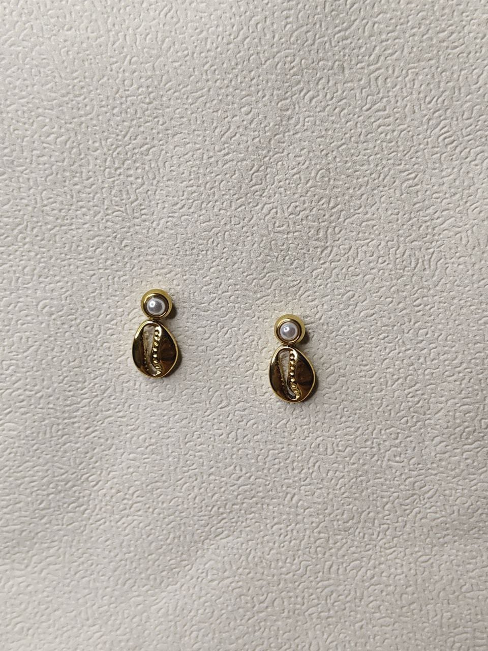 Zara Pearl Cowrie Stud Earrings