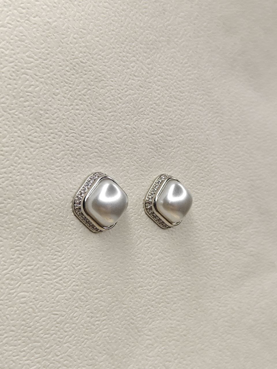 Classic Pearl Cushion Stud Earrings