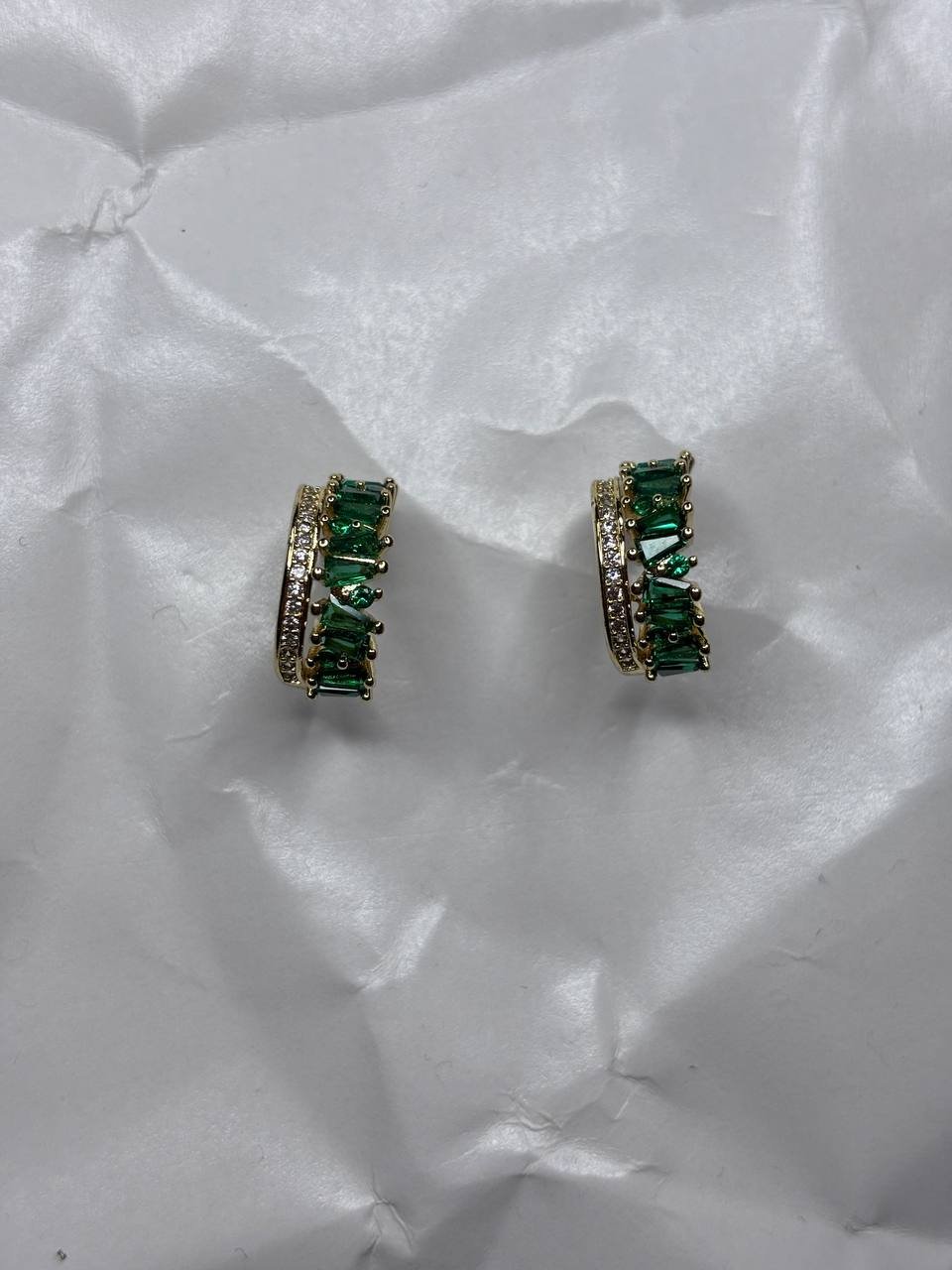 Emerald Elegance Huggie Hoops