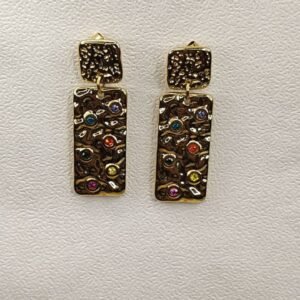 Textured Double Heart Drop Earrings