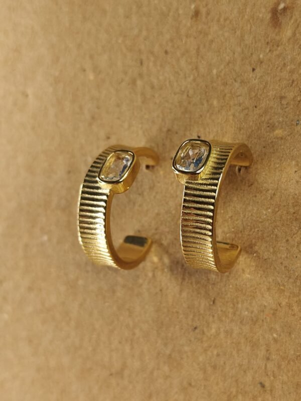 WhatsApp Image 2025-07-08 at 17.09.58 Gold Textured Hoop Earrings with Crystal Accent