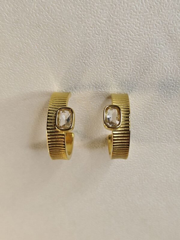 WhatsApp Image 2025-07-08 at 17.09.59 Gold Textured Hoop Earrings with Crystal Accent