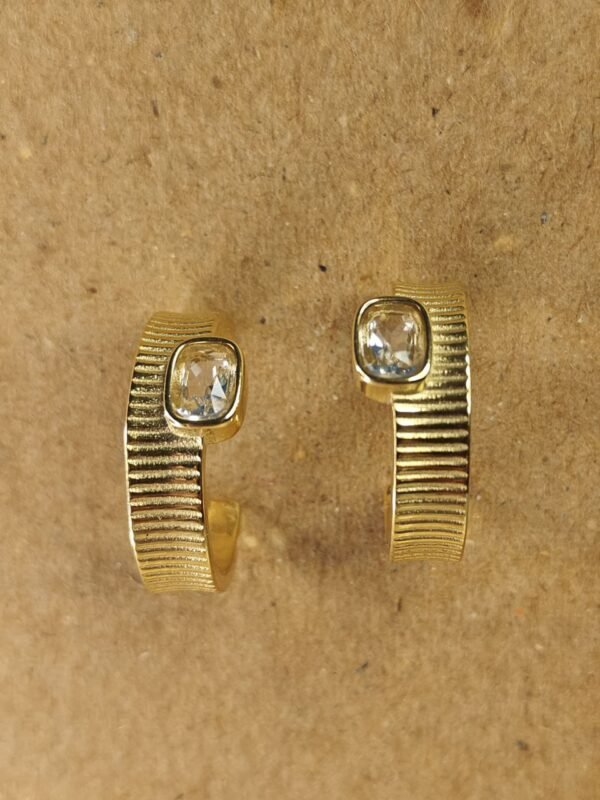 WhatsApp Image 2025-07-08 at 17.10.00 Gold Textured Hoop Earrings with Crystal Accent