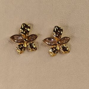 Textured Double Heart Drop Earrings
