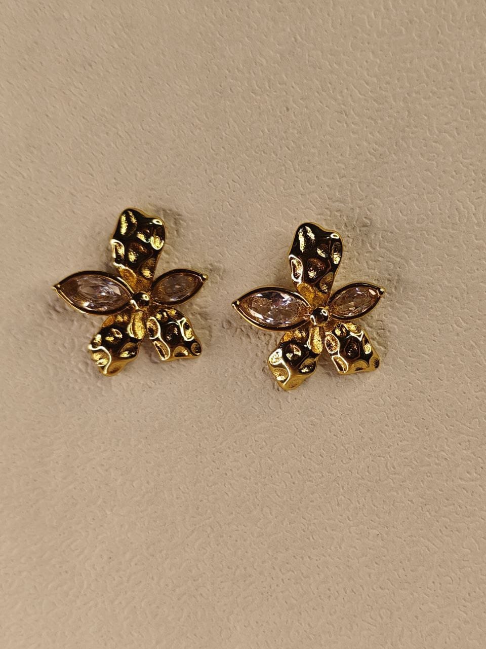 Textured Gold Floral Stud Earrings