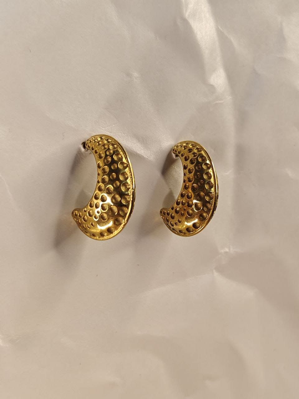 Textured Gold Crescent Hoop Earrings
