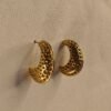 Textured Gold Crescent Hoop Earrings
