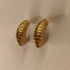 Textured Gold Crescent Hoop Earrings