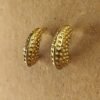 Textured Gold Crescent Hoop Earrings