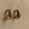 Textured Gold Crescent Hoop Earrings