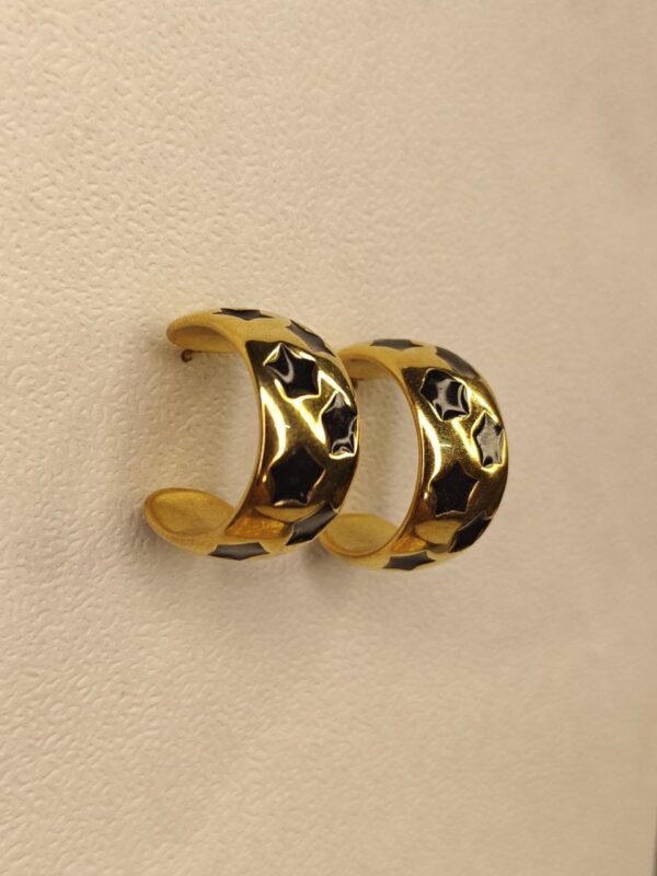 WhatsApp Image 2025-07-08 at 17.13.06 Gold & Black Enamel Star Hoop Earrings