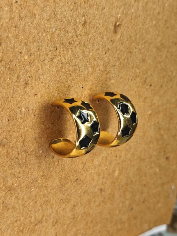 WhatsApp Image 2025-07-08 at 17.13.07 (1) Gold & Black Enamel Star Hoop Earrings