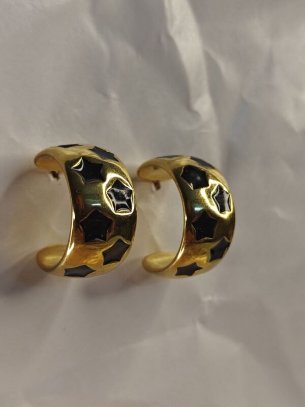 WhatsApp Image 2025-07-08 at 17.13.08 Gold & Black Enamel Star Hoop Earrings