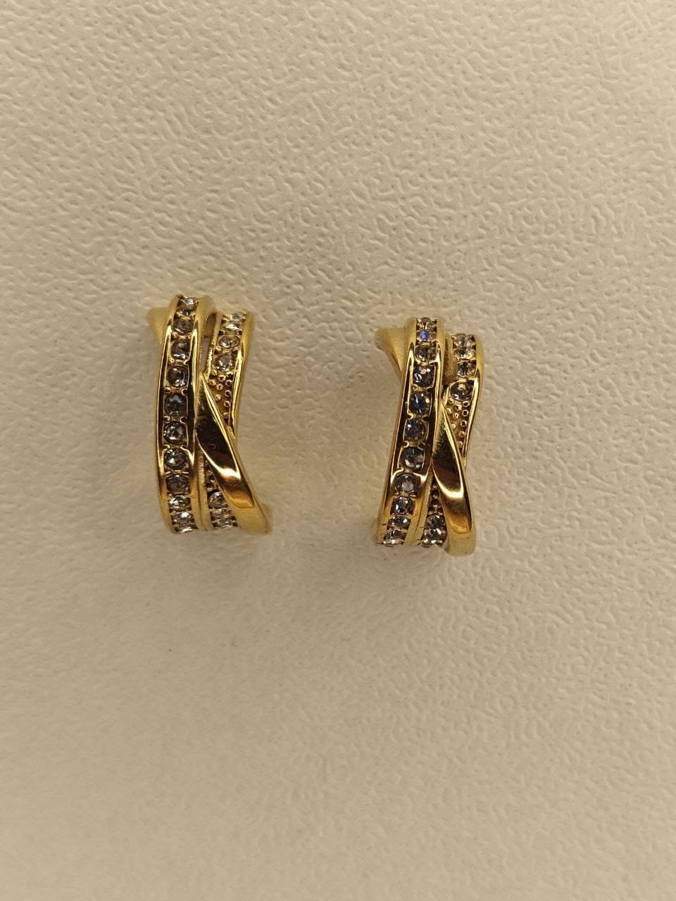 Gold-Tone Crystal Encrusted Crossover Earrings