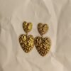 Textured Double Heart Drop Earrings