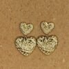 Textured Double Heart Drop Earrings