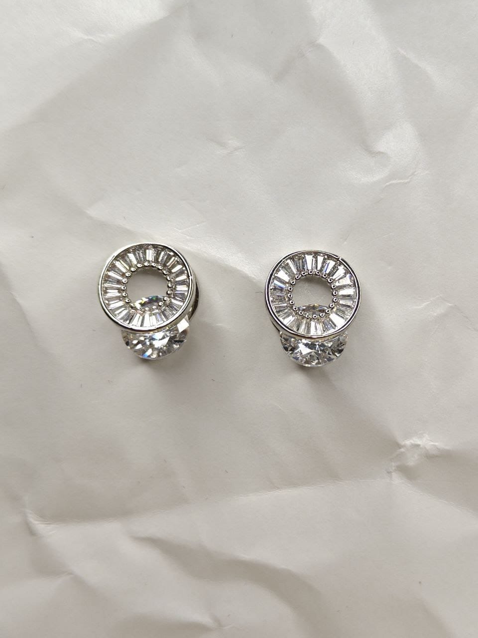 Circular Crystal Accent Stud Earrings