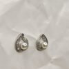 Teardrop Pearl Accent Stud Earrings