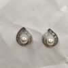 Teardrop Pearl Accent Stud Earrings