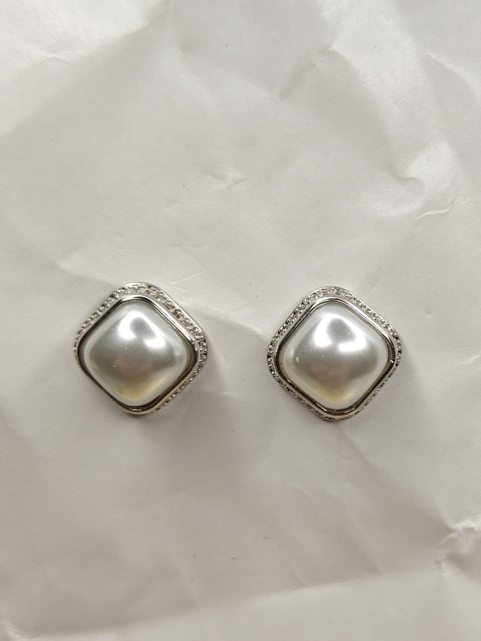 Classic Pearl Cushion Stud Earrings
