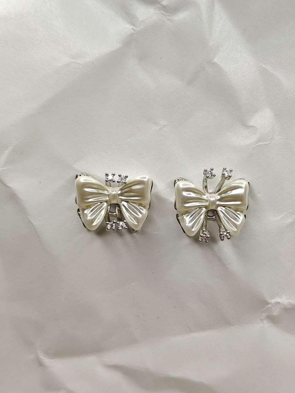 Pearl Bow Stud Earrings