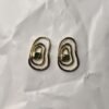 Zara Gold Abstract Layered Green Stone Earrings