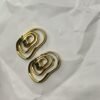 Zara Gold Abstract Layered Green Stone Earrings