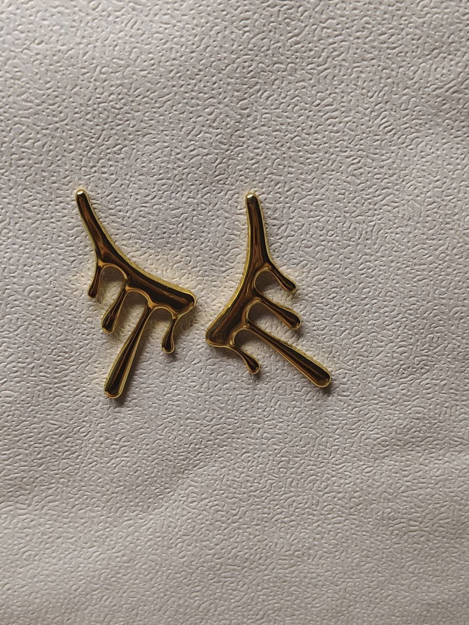Zara Gold Abstract Drip Statement Earrings
