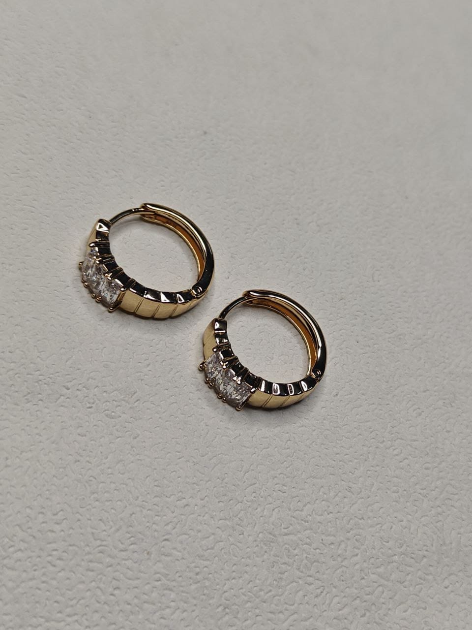 Luxe Baguette Huggies–tone Studded Earrings
