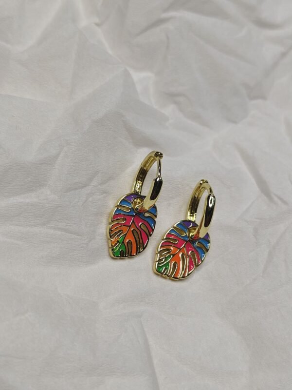 Tropica Leaf Drops – Multicolor Enamel Earrings
