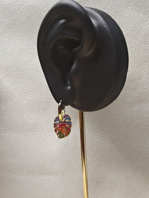 Tropica Leaf Drops – Multicolor Enamel Earrings