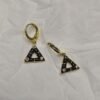 Noir Prism Drop Earrings – Black Enamel Triangle Hoops