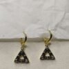 Noir Prism Drop Earrings – Black Enamel Triangle Hoops