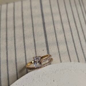 The Arc Ring – Modern Gold Rainbow with Moonstone Glow