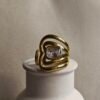 The Orbit Ring – Sculptural Gold Statement with Crystal Core