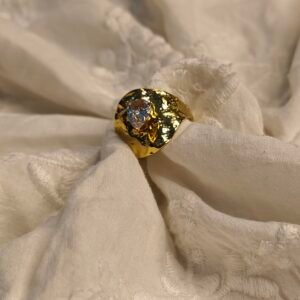 The Terra Ring – Textured Gold with Crystal Heart