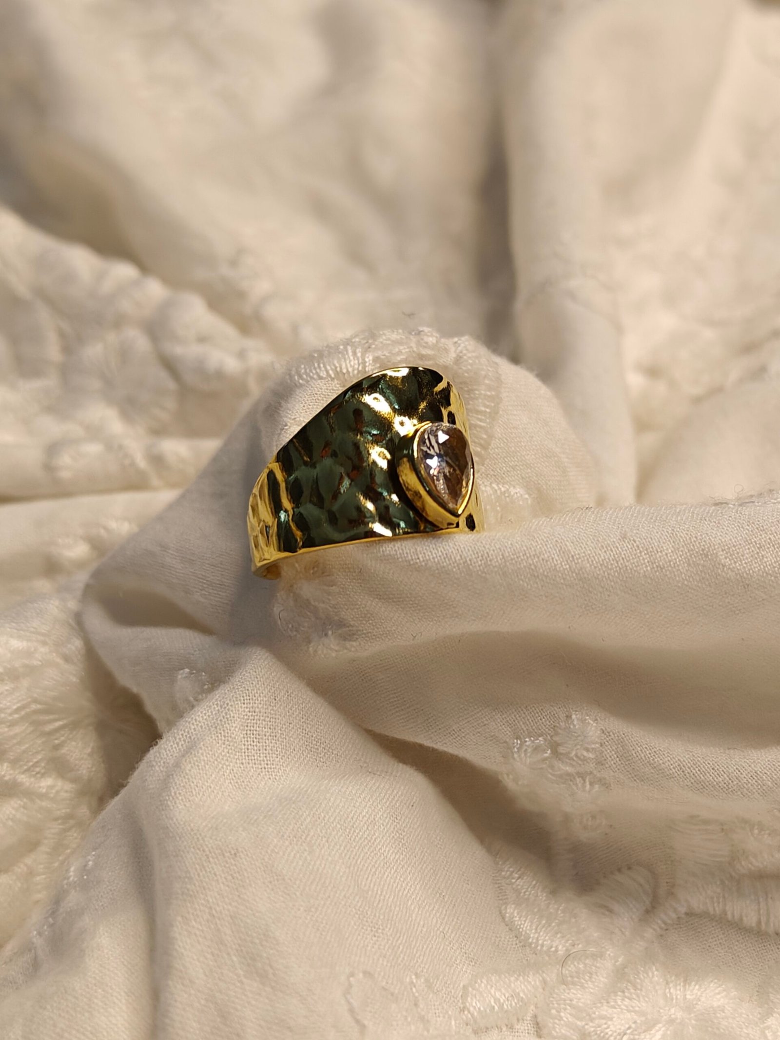 Skarra "Eclipse Drop" Textured Gold-Plated Ring