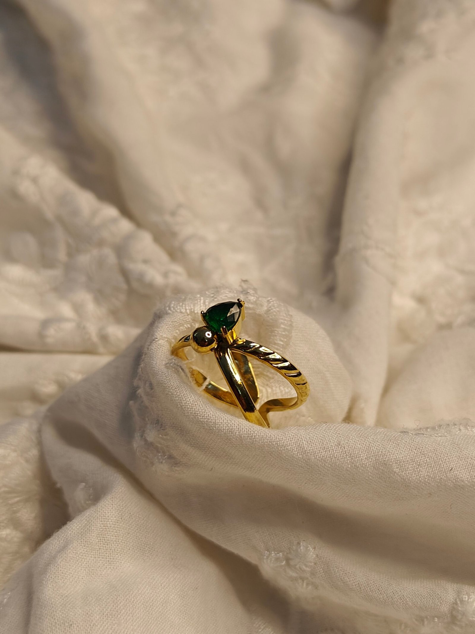 Skarra "Verdant Orbit" Twisted Gold-Plated Ring